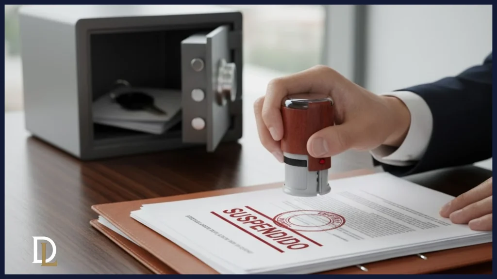 Imagen conceptual de la solicitud de suspensión de la ejecución de una deuda tributaria para evitar un embargo.