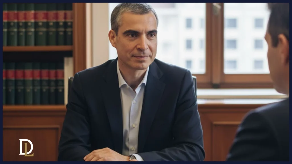 Enric Hernández, abogado especialista en derivaciones de responsabilidad tributaria de Derivum Legal, en una consulta con un cliente.